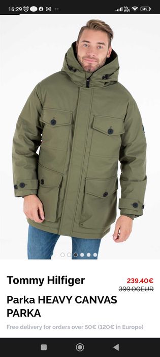 Parka de iarnă Tommy Hilfiger XXL- oliv, impermeabilă, cu etichetă