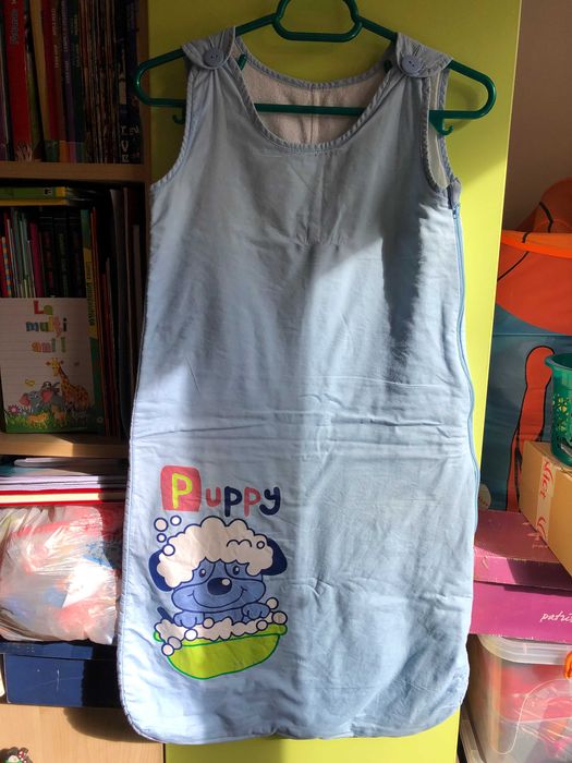 Sac de dormit pentru copii, albastru, cu lungimea de 86 cm + Cadou