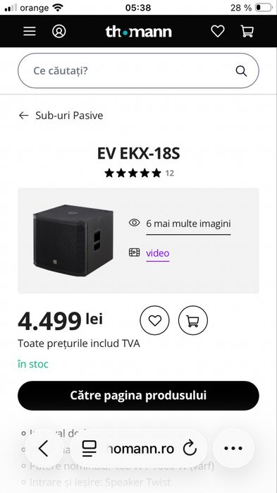 Subwoofere  pasive  EV  Electro Voice  EKX 18 S