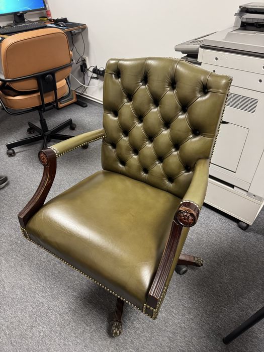 Scaun birou chesterfield piele verde
