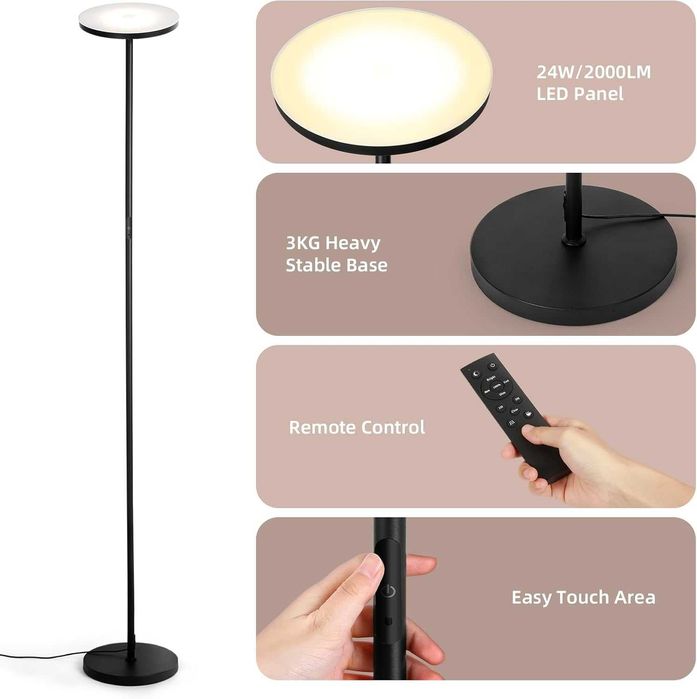 ЛЕД подова лампа в черно