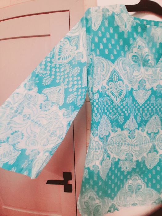 Bluza turcoaz din bumbac pentru damă