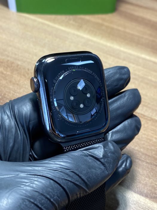 Apple Watch Seria 7 Stainless Steel/45 mm /Black/Sănătate baterie 100%