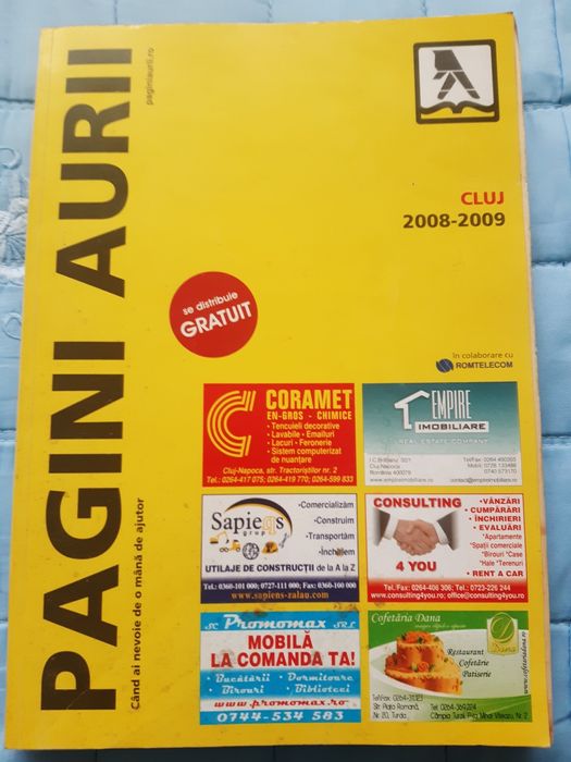 Vand cărți telefonice Pagini Aurii in orasul Turda