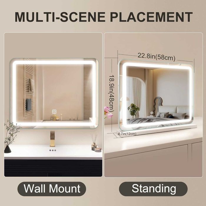 Лед LED Огледало Hollywood с осветление, 3 цвята, 580 x 480 мм c105