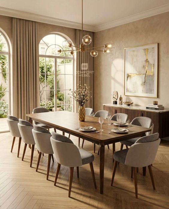 Обеденный стол и стулья для гостиной