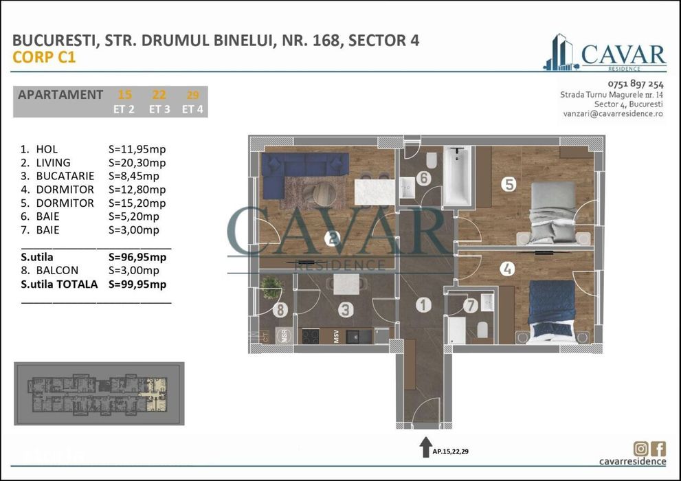 3 Camere 2 Bai Proiect Nou Cavar Residence Binelui 168