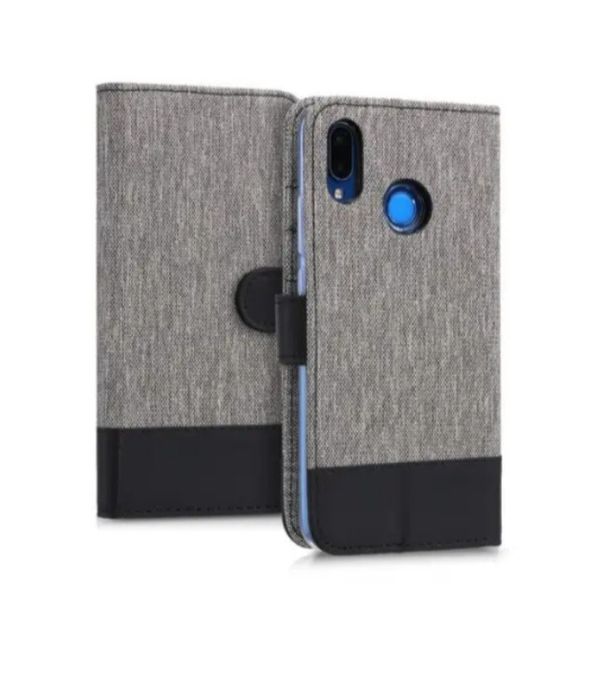 Husă tip portofel, din material textil, pentru Huawei P20 lite
