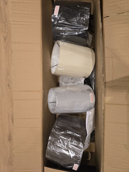 Lindby висяща лампа полилей Amilia, плат, 4-лампова, сиво/бежово, E27