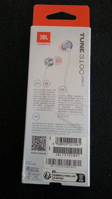 Слушалки JBL Tune 310C USB-C бели