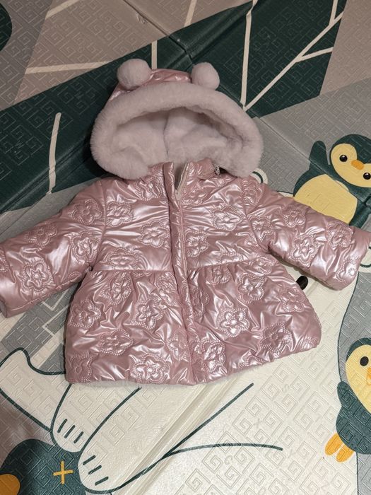 Mayoral бебешко детско розово яке, 3-6 4-6 месеца пухено двулицевл