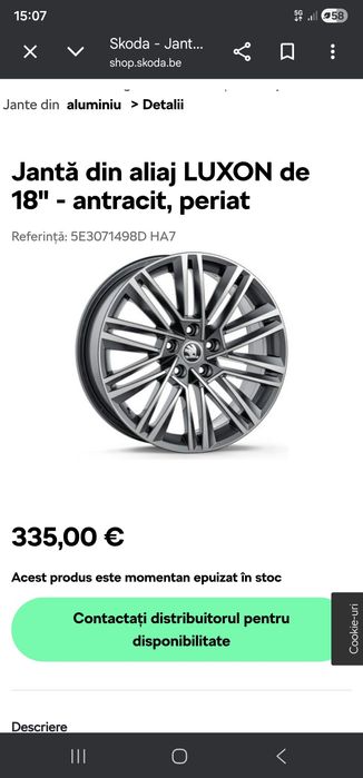 Vind jante originale 18 skoda luxon