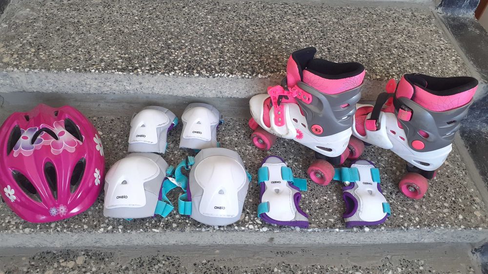 Кънки за момиче от 33 до 37 номер-разтягат се!И к-кт протектори!