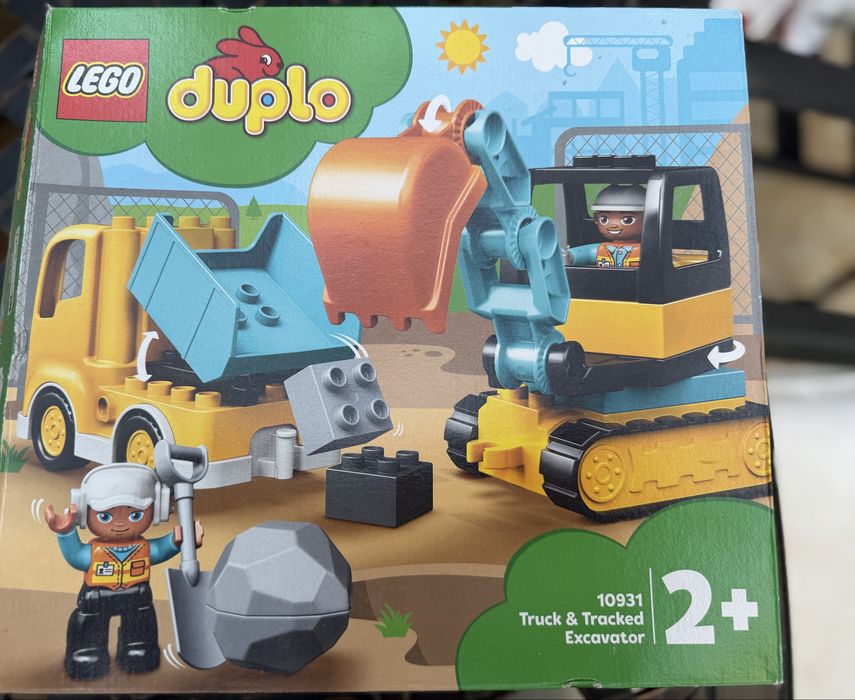 LEGO DUPLO 10931 – Excavator + camion șantier, 2 figurine, cu cutie
