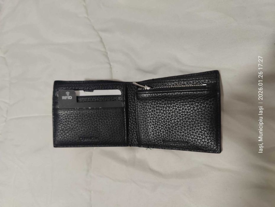 Portofel din Piele naturala Calvin Klein,Bărbați Negru (Super Ofertă).