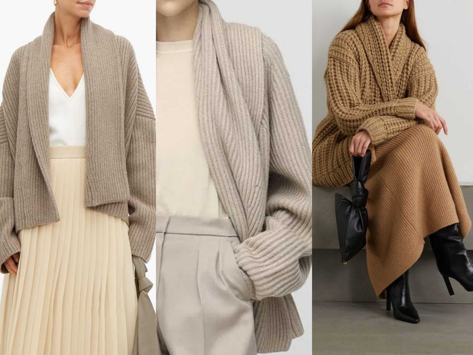 Cardigan nude crem bej mix lana angora
