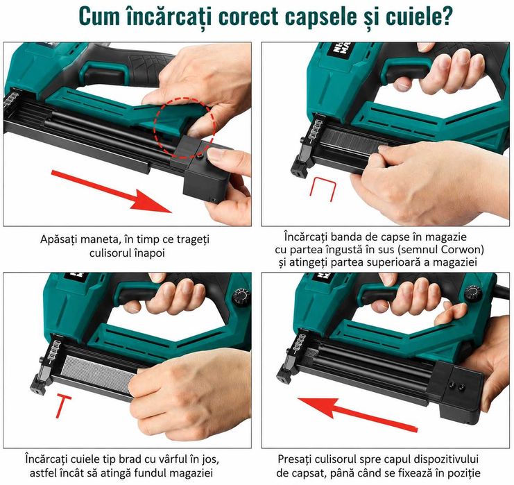 Pistol / Capsator Electric 2-în-1 pentru capse si cuie NOU, Factura, Garantie