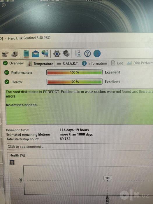 Hdd xotira 1 TB 100%