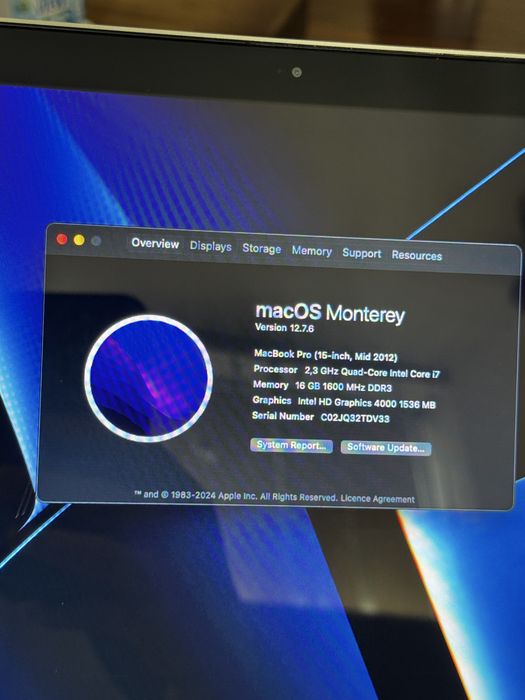 Macbook Pro Mid 2012 15' 16GB ram 240 GB SSD