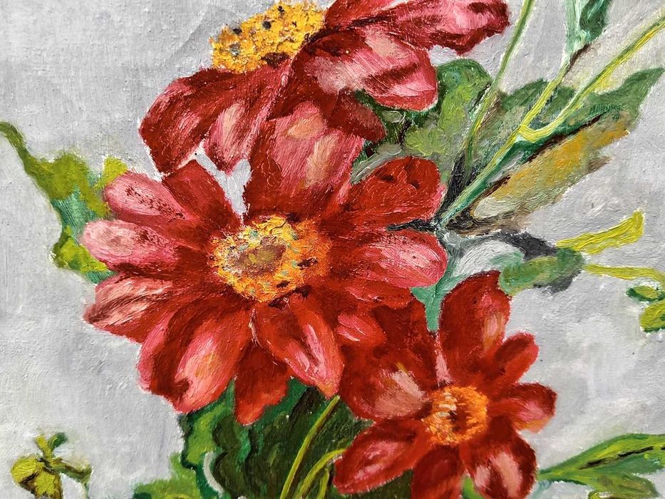 Tablou vechi - buchet de vara -  semnat C. Artachino