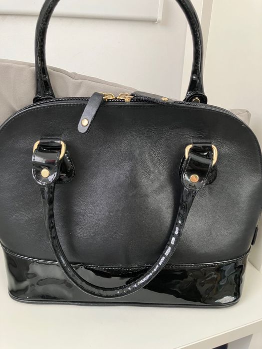 Poseta piele naturala femei, negru