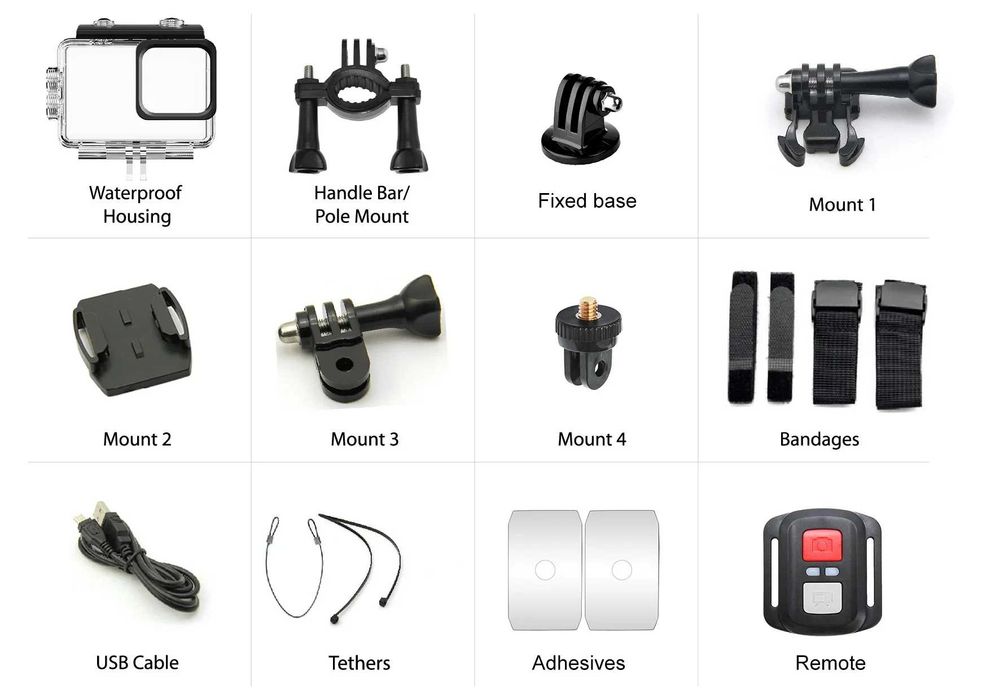 Ultra HD 4K 30FPS 16MP WiFi екшън камера Двоен екран 2.0 170 30M, 89,48 €