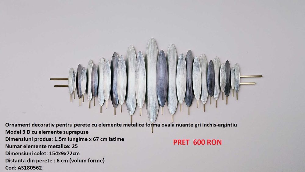 REDUCERE Ornament decorativ 3D argintiu 1.5mx67cm -TRANSPORT GRATUIT