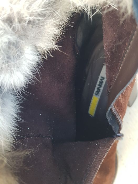 Ghete cu toc din piele si blanita naturala MANAS 37