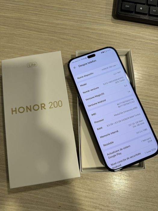 Honor 200 Lite, 8GB RAM, 256GB, 5G, Midnight Black, Impecabil/CA NOU!