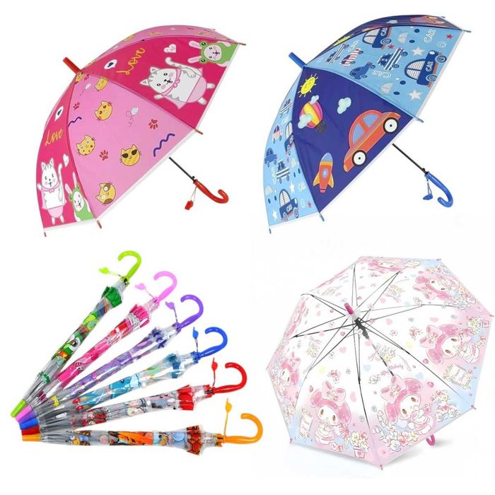 Детски качествен чадър 80 × 110 см с удобна дръжка, със свирка