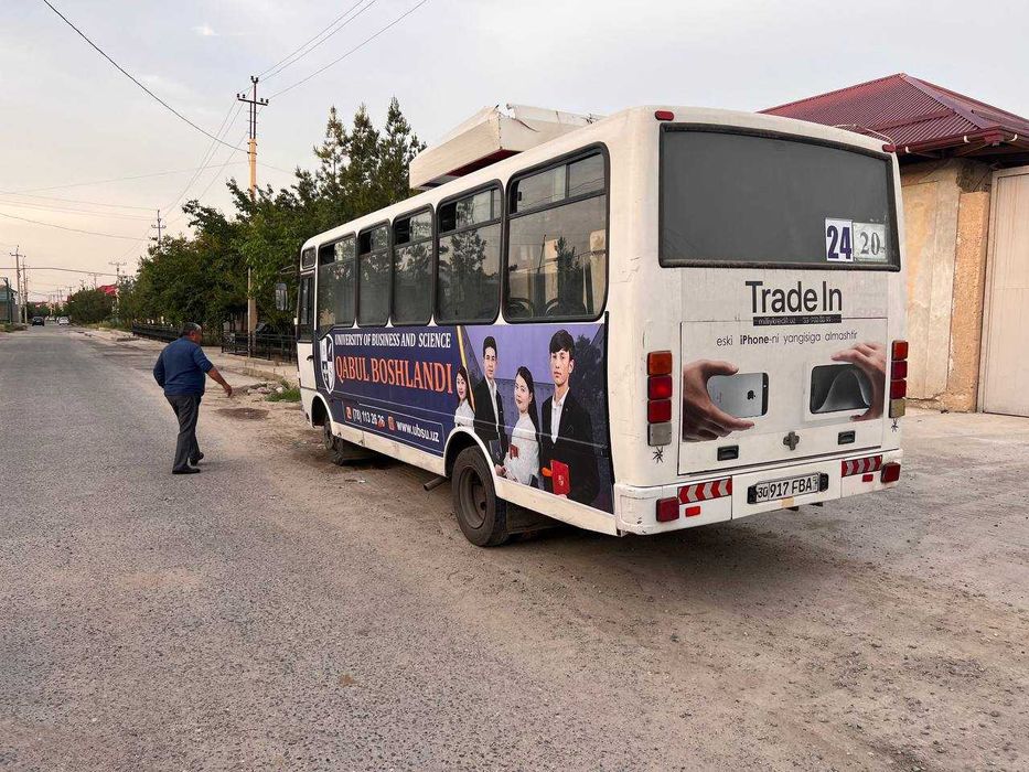 Samarqand shaxrida Avtobuslarda reklama xizmatlari.