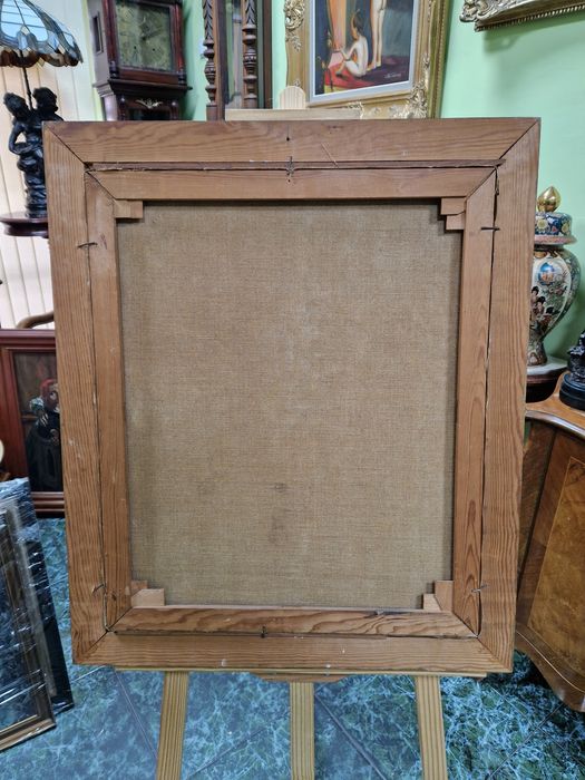 Стар голям антикварен френски натюрморт масло върху платно