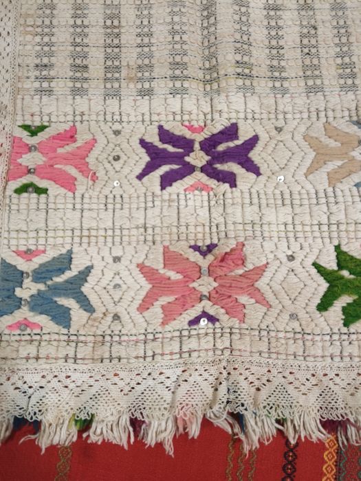 Автентични престилки за ямболски белкосник, носия, кукери, Тракия