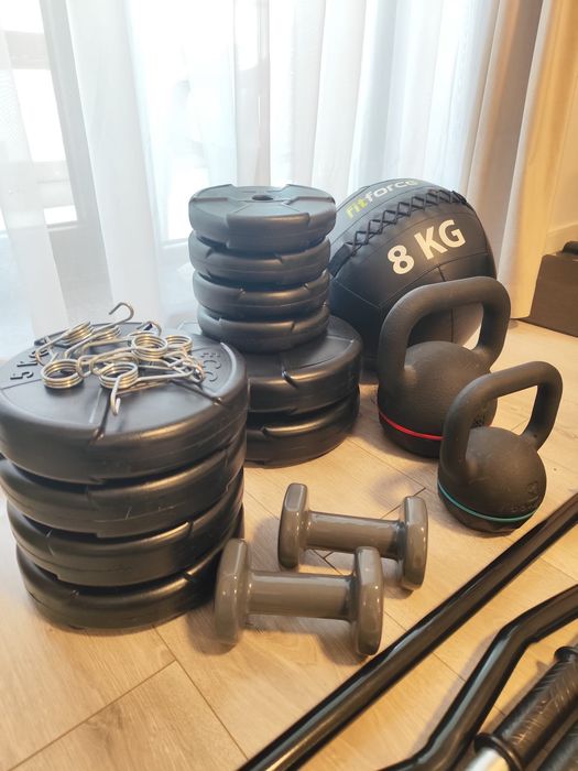 Set complet echipamente fitness pentru sală acasă – stare foarte bună