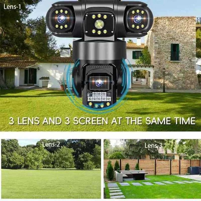 Домашна охранителна 4G CCTV камера V380 троен обектив