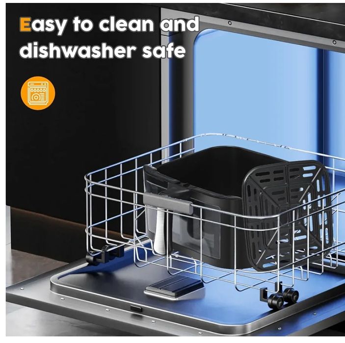 Friteuză cu aer cu fereastră vizuală, presetări 6 în 1 pentru gătit