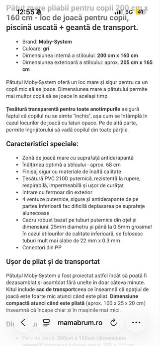 Tarc / loc de joaca pt copii 200x160 nou