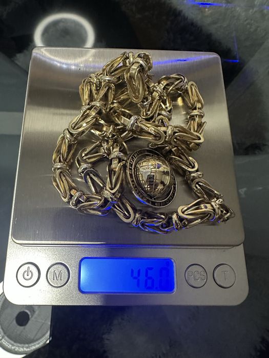 Lant Aur 14k model bizantin cu medalion globul pamantesc