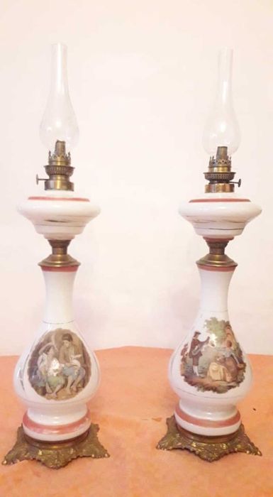 Lampa petrol din sticla pictura stil baroc