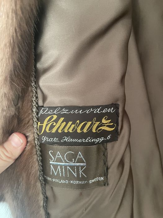 Haină lungă din blană naturală de nurcă – SAGA MINK – maro