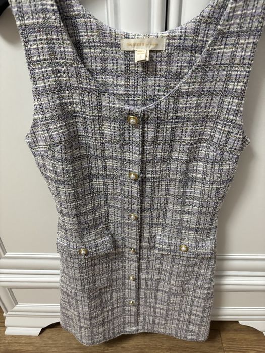 Rochie  Sarafan fete gri cu negru si mov argintiu