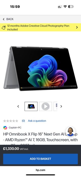 Laptop sigilat HP Omnibook X Flip NGAI 16” Oled ryzen 7 16gb 1tb