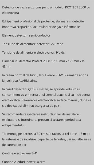 Senzor de gaz Protect 2000 nou