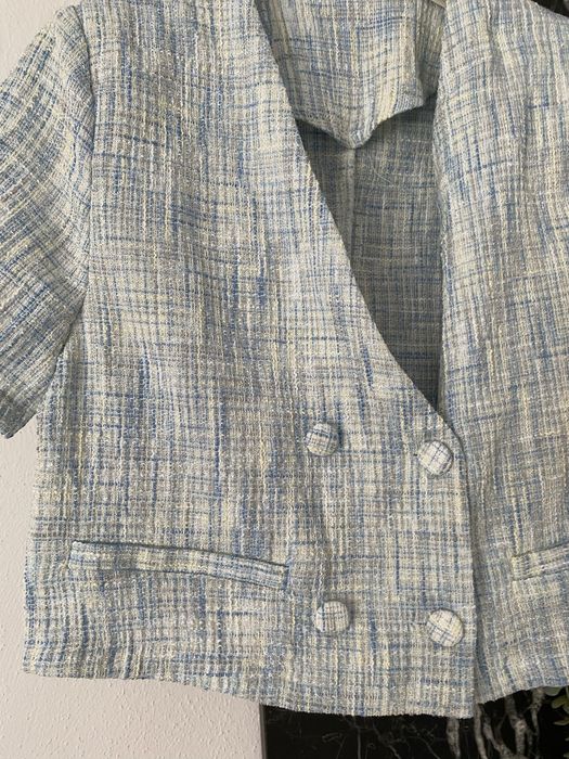 Sacou / camasa dama alb albastru