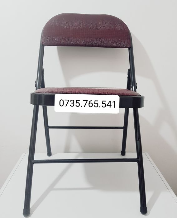 Scaun pliabil cadru metalic tapitat piele ecologica rezistent NOU