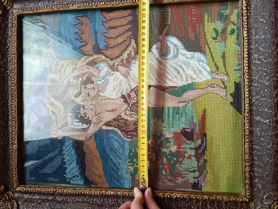 Tablou, goblen, copii in ploaie