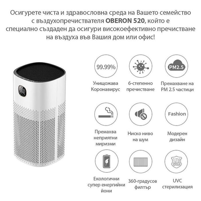 OBERON 520 WiFi (до 62 м2) - Пречиствател за въздух - бял