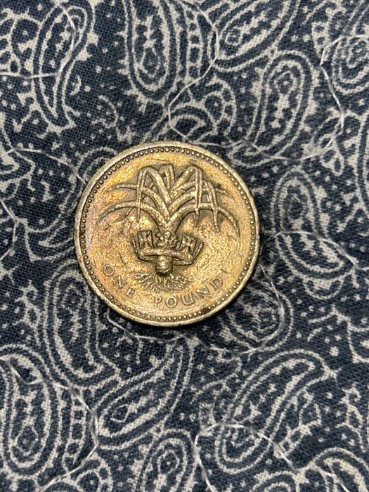 monedă de o liră sterlină din 1985, care prezintă designul "Leek" rară