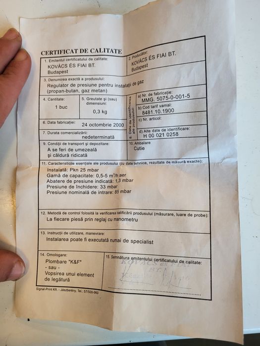 Filtru stabilizator pt gaz