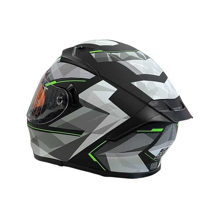 Каска за мотор Matt Black/Green -108-10